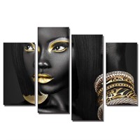 Black and Gold Egyptian Queen Black Woman Portrait