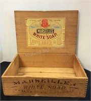 Antique Wood "Marseiles White Soap Box"