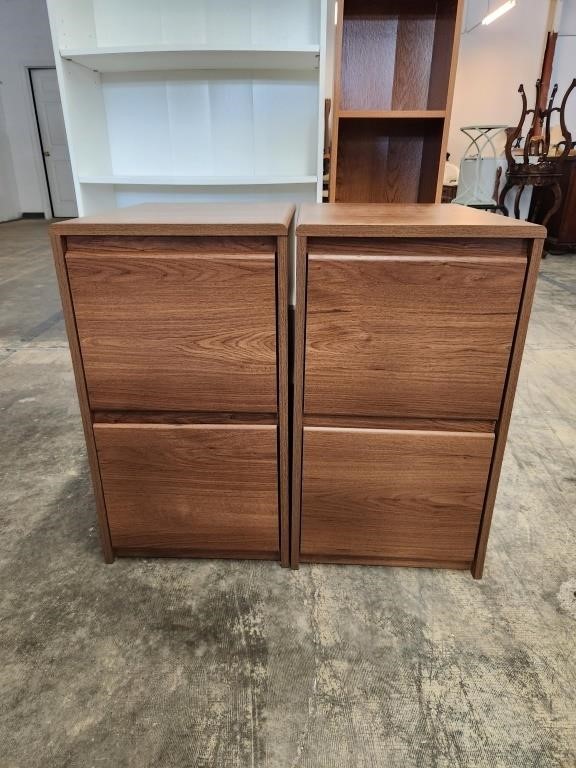 (2) Wooden Filing Cabinets