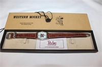 Vtg Mickey Mouse Western Cowboy Watch Pedre w/box