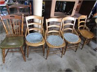 5 chairs, 4 are cane bottom