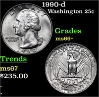 1990-d Washington Quarter 25c Grades GEM++ Unc