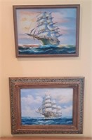 2 Sailing Ship Paintings on Canvas