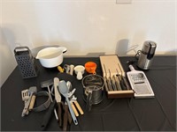 Miscellaneous kitchen utensils, coffee bean grinde