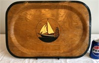 Vintage Seceni 040B Sailboat Handmade Wood Tray