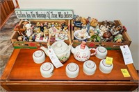 (2) Flats of Bear Figurines & Teapot & Set of