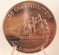 USS Constitution "Old Ironsides" 1oz Copper Round
