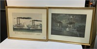 Framed vtg. Mississippi River prints, Currier&Ives