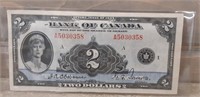 1935 Bank of Canada Series A Two Dollar Bill VG