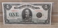 1923 Dominion of Canada Black Seal One Dollar Bill