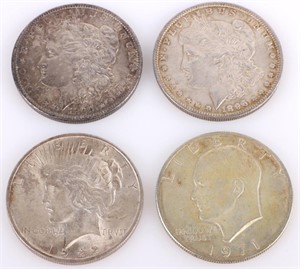 MINT STATE U.S. SILVER DOLLARS (1890-1971) - (4)