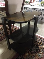 WALNUT D-SHAPED END TABLE