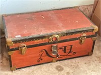 Neat old trunk with puppet displays