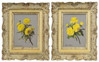 (2) A.D. GREER (1904-1998) YELLOW FLOWER PAINTINGS
