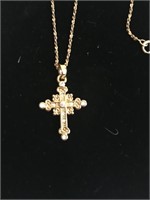 10k gold chain 19", gorgeous cross pendant