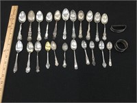 Sterling  silver spoons and napkin ring