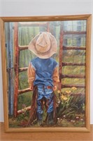 Wall Decor, signed, Little Cowboy Art 19x26"