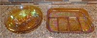 3 Carnival Glass Serving Dishes