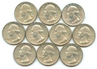 (10) 1963 Washington Silver Quarters