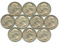 (10) 1962 Washington Silver Quarters