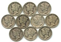 (10) 1940's Mercury Silver Dimes