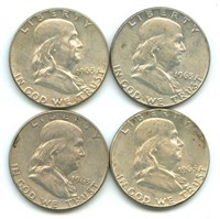 (4) 1963 Franklin Silver Half Dollar