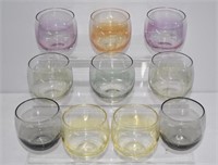 10pc Colored Ombre Cocktail Glasses 3"