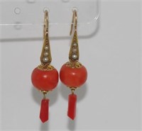 Italian red coral earrings