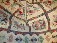 Vintage Hand Made Folk Art Quilt & Hanger