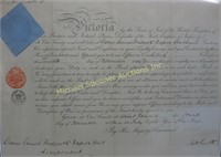 1884 QUEEN VICTORIA ROYAL DOCUMENT OF APPOINTMENT