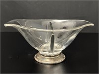 Silver Plate base divided Crystal Bowl.