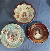 Group of three beautiful Bavarian portrait plates