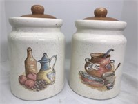 Pair of ceramic canisters.