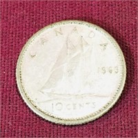 Silver 1963 Canada 10 Cent Coin