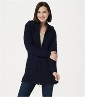 XL-Aran Craft Merino Wool Zip-Front Hooded Sweater