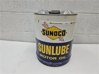 Vintage Sunoco Sunlube Motor Oil 5 Gal Can