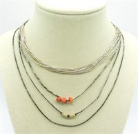 (4) 925 Liquid Silver Necklaces