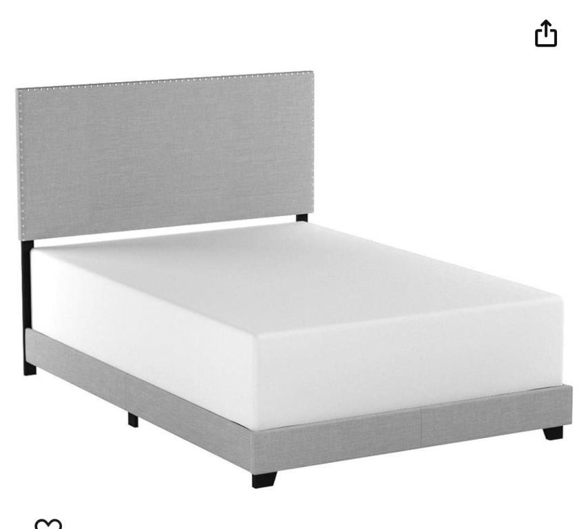 Full size gray upholstered bed