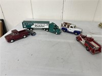 Assorted die cast trucks and semi