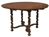 RUSTIC DROP-LEAF 54" ROUND DINING TABLE