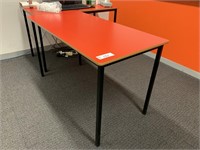 4 Red Timber Topped Office Tables