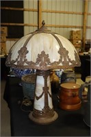 Antique Slag Glass Lamp Similar in Style to