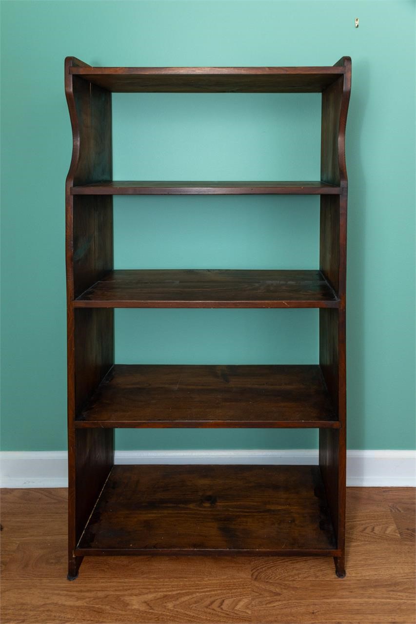 Vintage pine open back bookshelf