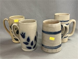 Salt Glazed and Slip Decorated Mugs