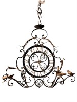 Large 6 Light Iron Fixture with Faux Clock