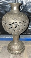 Vtg Tibetan Silver Filigree Dragon/Phoenix Vase