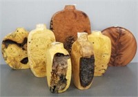 7 signed Berglund carved burl / exotic wood