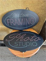 Photo Studio and Custom Framing Lighted Signs