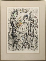 Marc Chagall "Le Pierrot" Etching In Colors