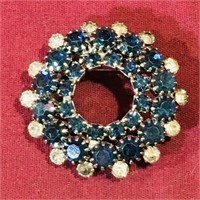 Blue & Clear Stone Brooch